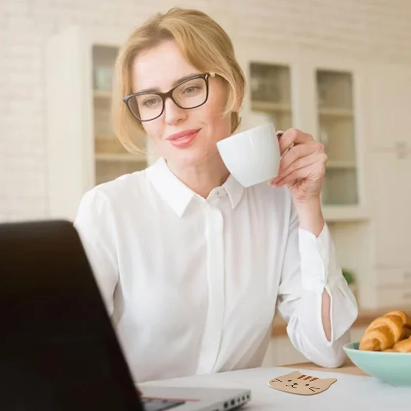 قواعد أكواب لطيفة على شكل قطة، قواعد أكواب مشروبات من السيليكون قابلة لإعادة الاستخدام غير قابلة للانزلاق، كوب زجاجي مقاوم للحرارة وقابل للغسل، وسادة مطاطية جديدة #4