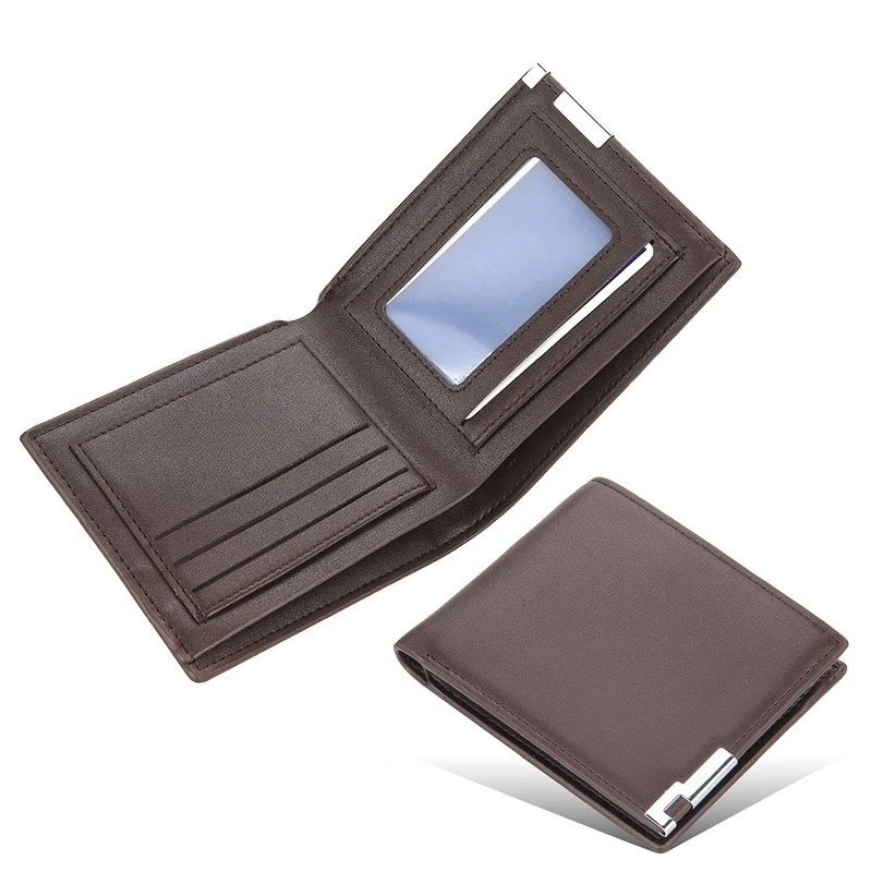 New men's short iron-edged wallet, ultra-thin young men's wallet, trendy horizontal card bag.