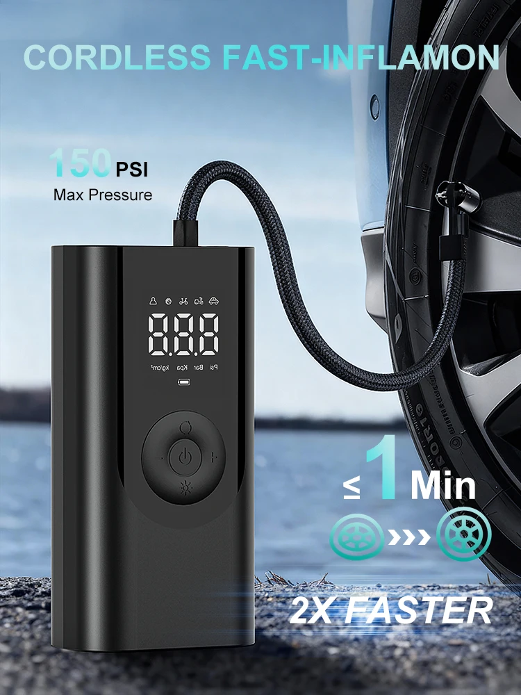 AliExpress YIJU Rechargeable Car Air Pump Tire Inflator Portable Compressor Digital Cordless Car Tyre Inflator For Motocycle Bicycle Balls