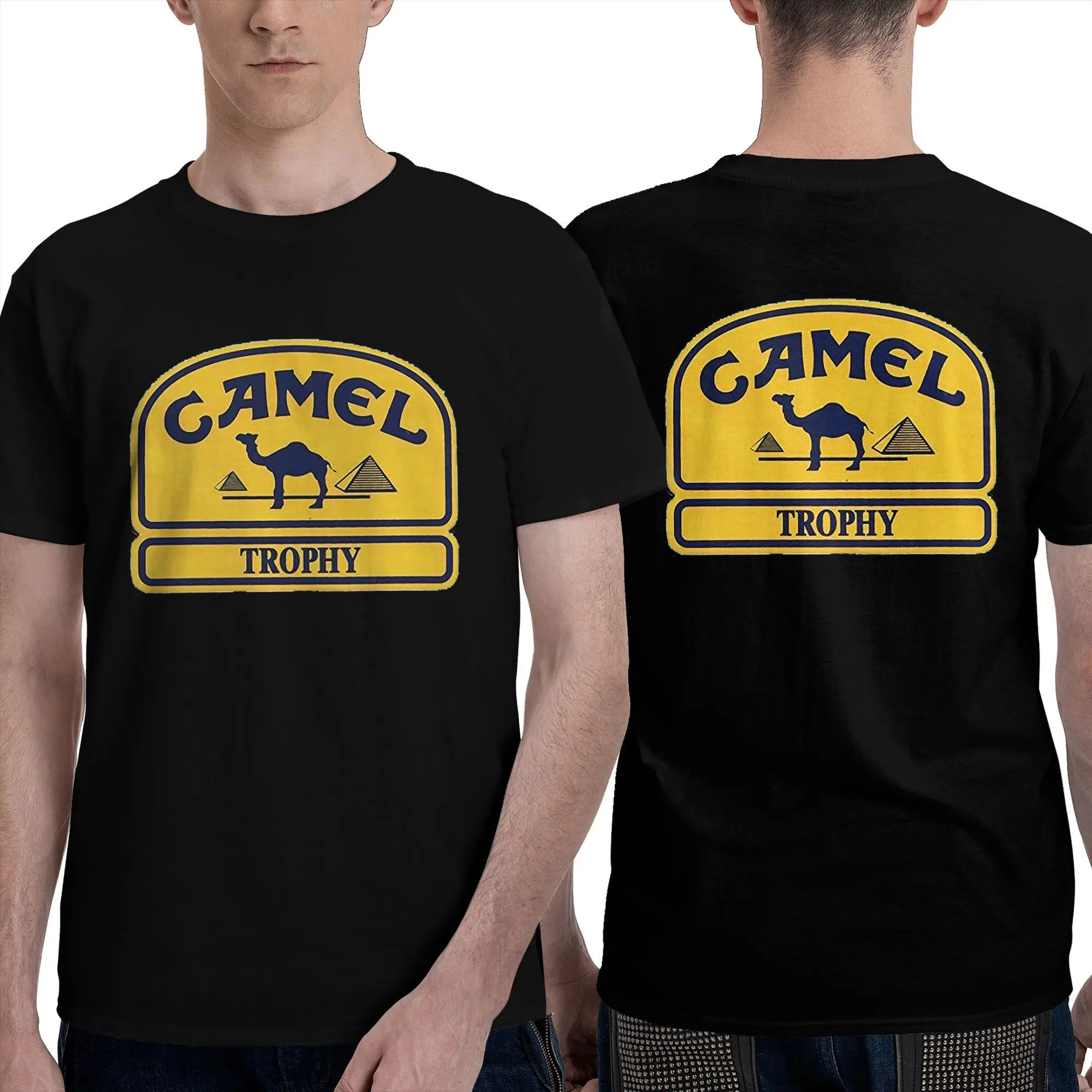 Camel Trophy Men T-Shirt Double Sided Oversized T Shirts Men's Crew Neck Cotton Tees Short Summer Male