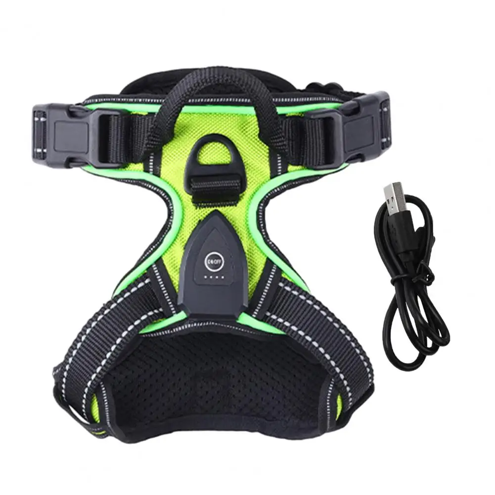 Pet Vest Harness Rechargeable Led Dog Harness for Night Walking Adjustable Glow Vest for Small Medium Dogs Pet Harness No Pull