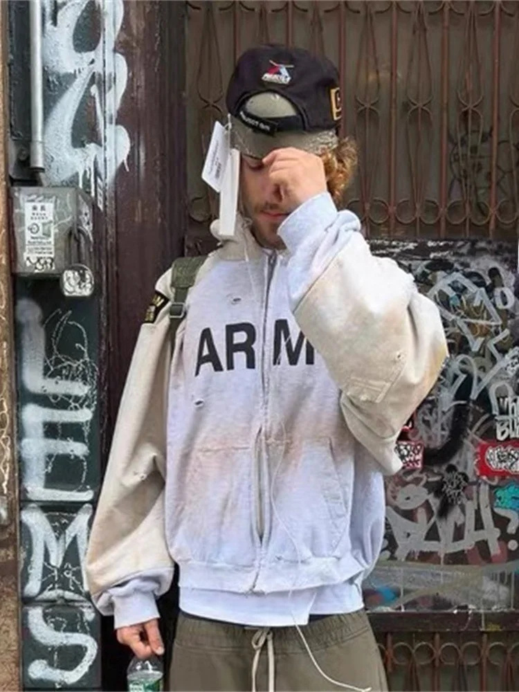 

Мужская толстовка с капюшоном на молнии Project Ailz 25SS NewYork Limited Edition, с эффектом Dir Dyeing и вставками, повседневная, комфортная, антибактериальная