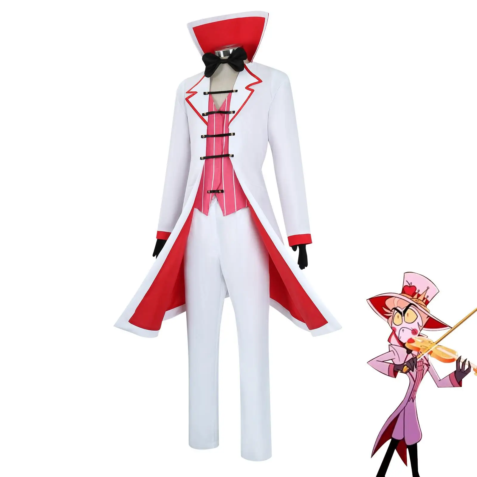 Hazbin Lucifer Cosplay Anime Hotel Morningstar Cosplay Costume Wig Daddy White Suit Devil Hell Halloween Party Adult Men Costume