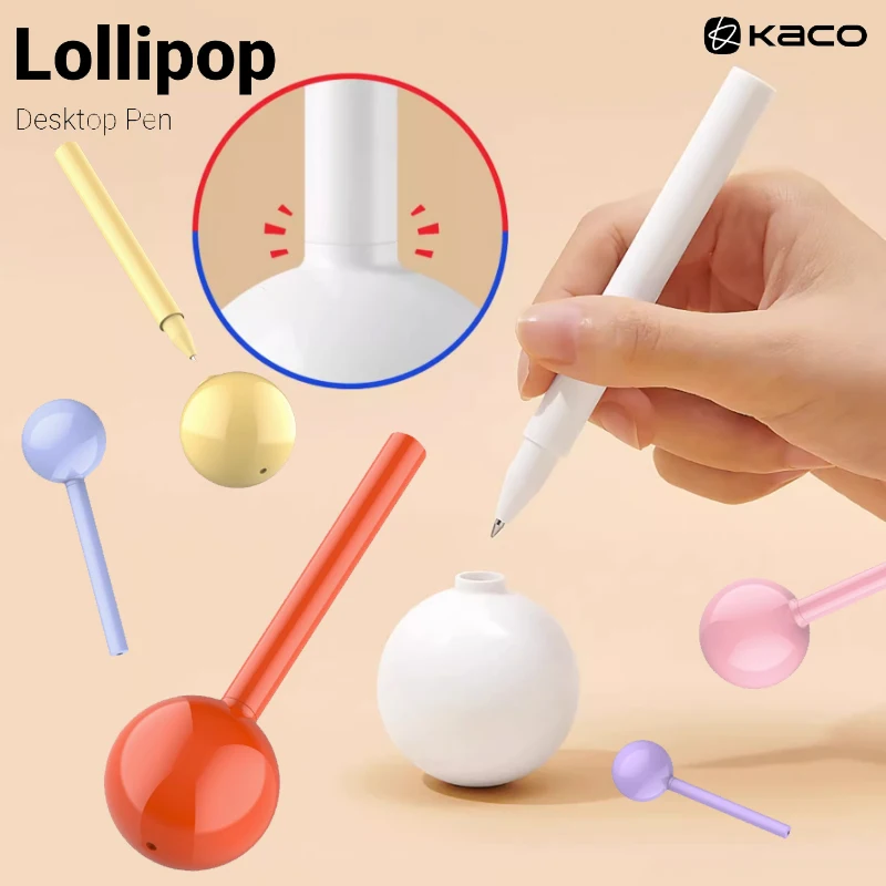 KACO Lollipop Tumbler Pen 0.5MM Black Ink Large Capacity 800M Stationery Bullet Head Sign Pen Write Smooth for School Supplies