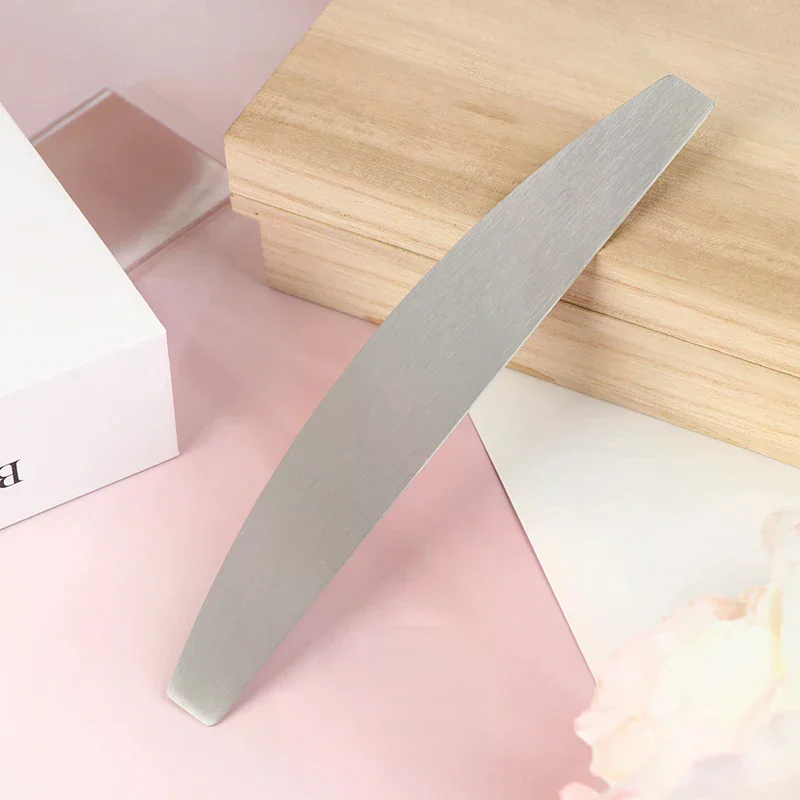 Half Moon Shape Stainless Steel Base Professional Nail File Permanent Metal Scraps For Disposable Pads