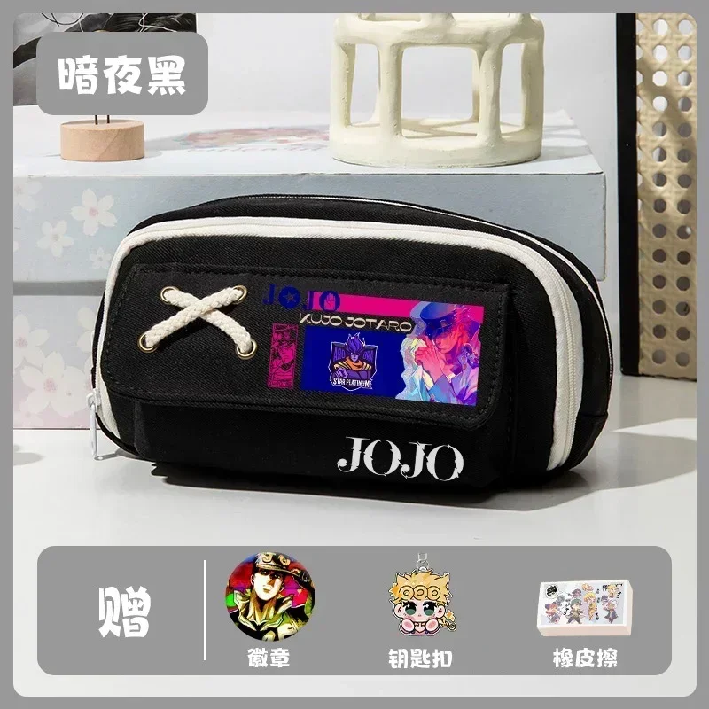 

Черный, белый, зеленый, синий, большая вместимость, JoJo's Bizarre Adventure, сумка-карандаш в стиле аниме, детский пенал для девочек и мальчиков, школьные принадлежности