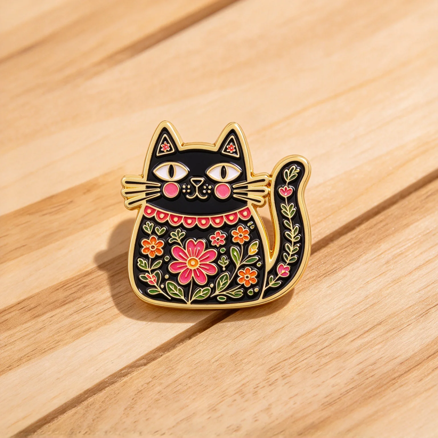 Good Floral & Wedding Decor Supply Photos - Emaille-Anstecker mit schwarzer Katze und floralem