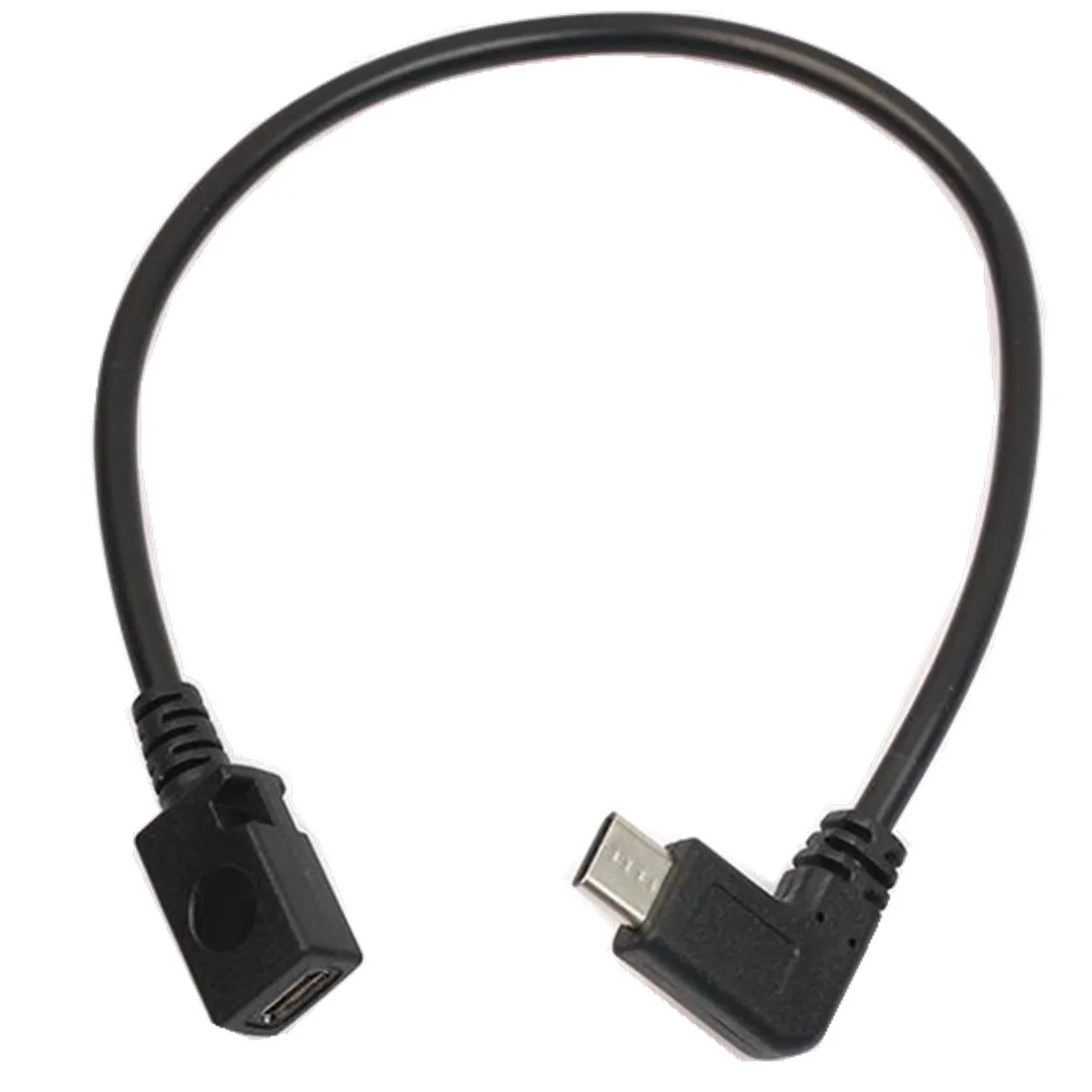 Typ C USB męski na Micro USB 5-pinowy żeński kabel do ładowania danych Adapter 90 stopni prosty 0,3 m