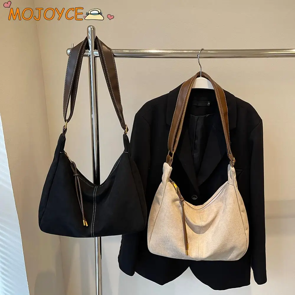 

Women Suede Shoulder Bag Adjustable Strap Crossbody Bag with Zipper Hobo Bag Solid for Work Travel