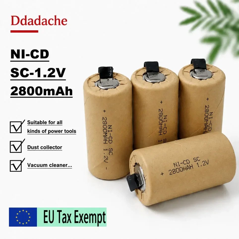 2026 Nouvelle batterie Ni-Cd SC 1-50PCS 1,2V 2800mAh, batterie SC Sub C pour tournevis, perceuse, outil électrique, cellule SC 2800mAh