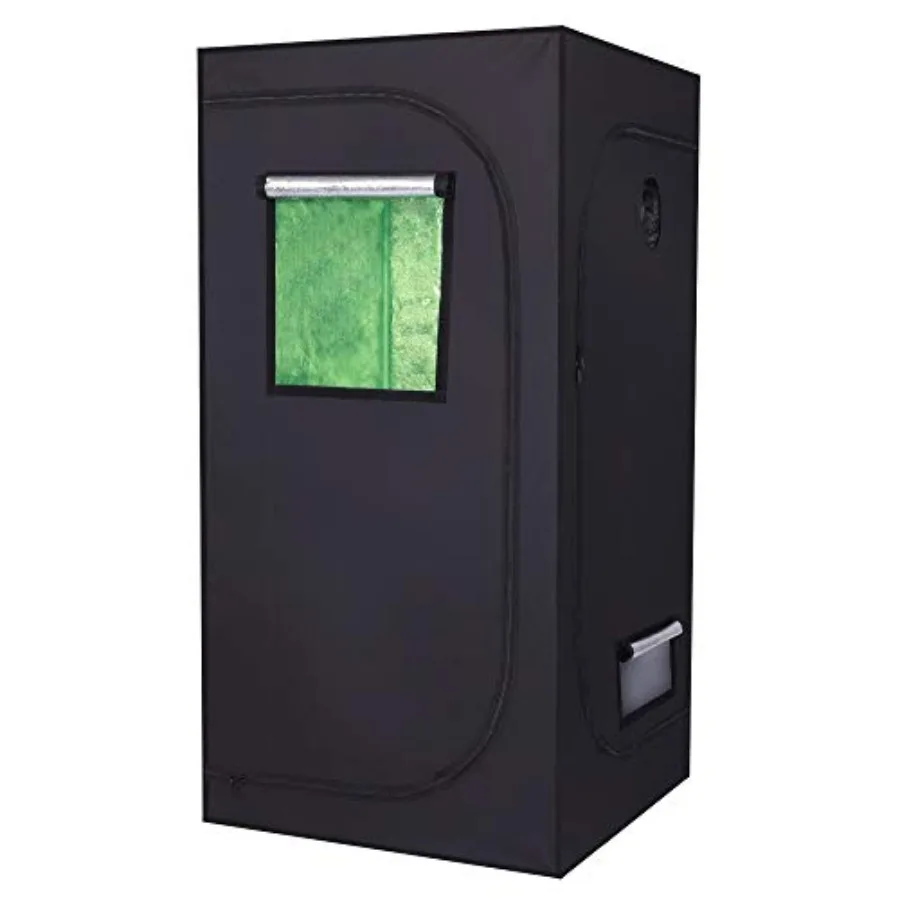 36x36x72 Mylar Hydroponic Grow Tent with Window for Indoor Plant Growing 3'x3'x6' Dark Black Reflective Interior with Ventilati