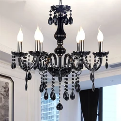 European Style Black Living Room Crystal Lamp Modern Simple Dining Room Home Chandelier Retro Internet Cafe Creative Light