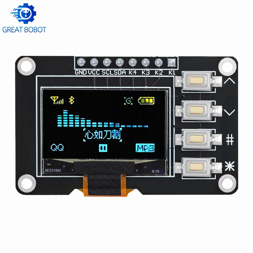 شاشة LCD OLED لاردوينو ، شاشة عرض مع مفتاح 4x4 ، I2C ، SSD1315 ، IIC ، أبيض ، أزرق ، أزرق ، أصفر ،