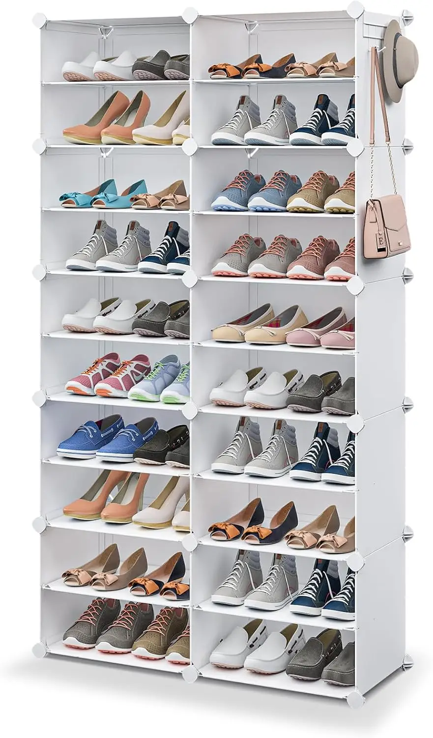 

Shoe Rack,40 pairs shoe Organizer,10 tier Tall Portable shoe storage Cubbies cabinet,Plastic Shoes Shelves for Entryway