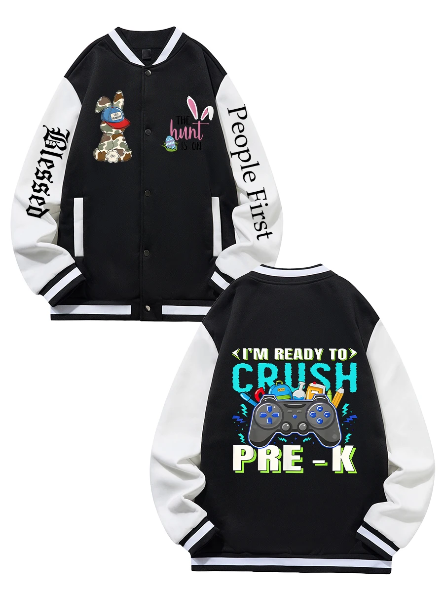 

Black Blue Green Double-sided Christmas Print XS-XXL Unisex Baseball Jacket Streetwear Coat Warm Fleece Soft Jacket