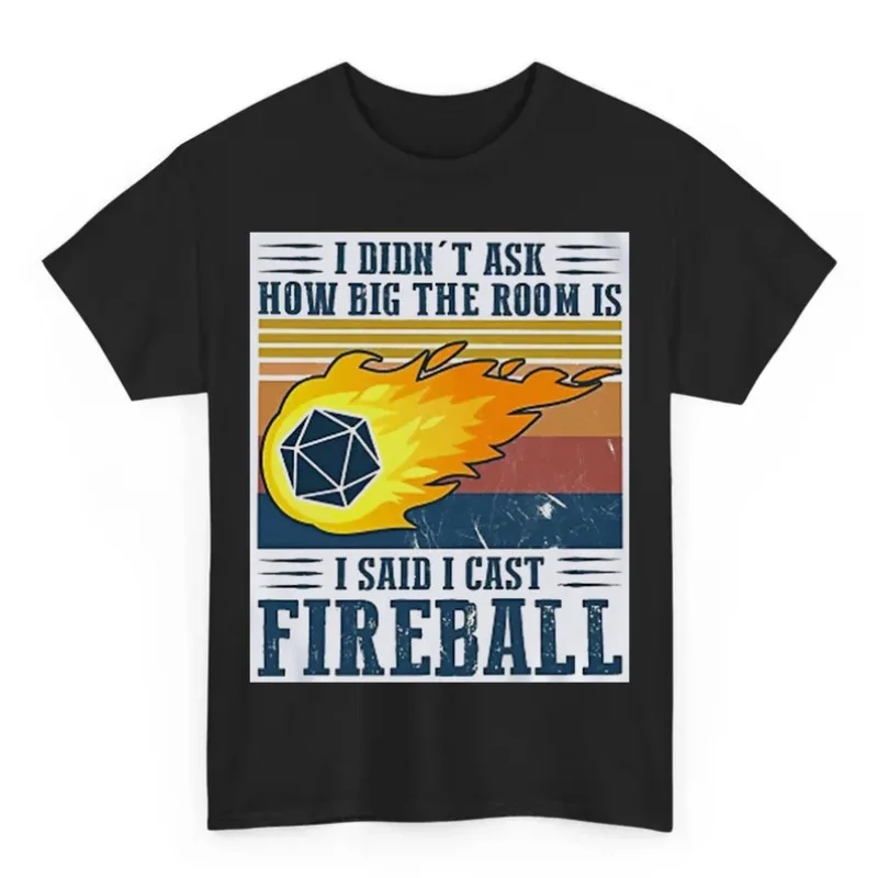 Camiseta DM Cast Fireball DND Dragón Maestro de la Misa de Rol Mago Broma Retro Divertido Arte Dibujo Gamer Anime Culto Meme Música Cine Regalo