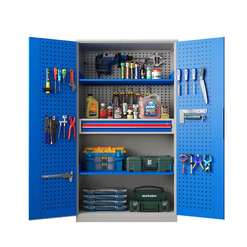 Heavy duty hardware tool cabinet auto repair workshop Thickened double door parts storage box Multi-function tool car auto