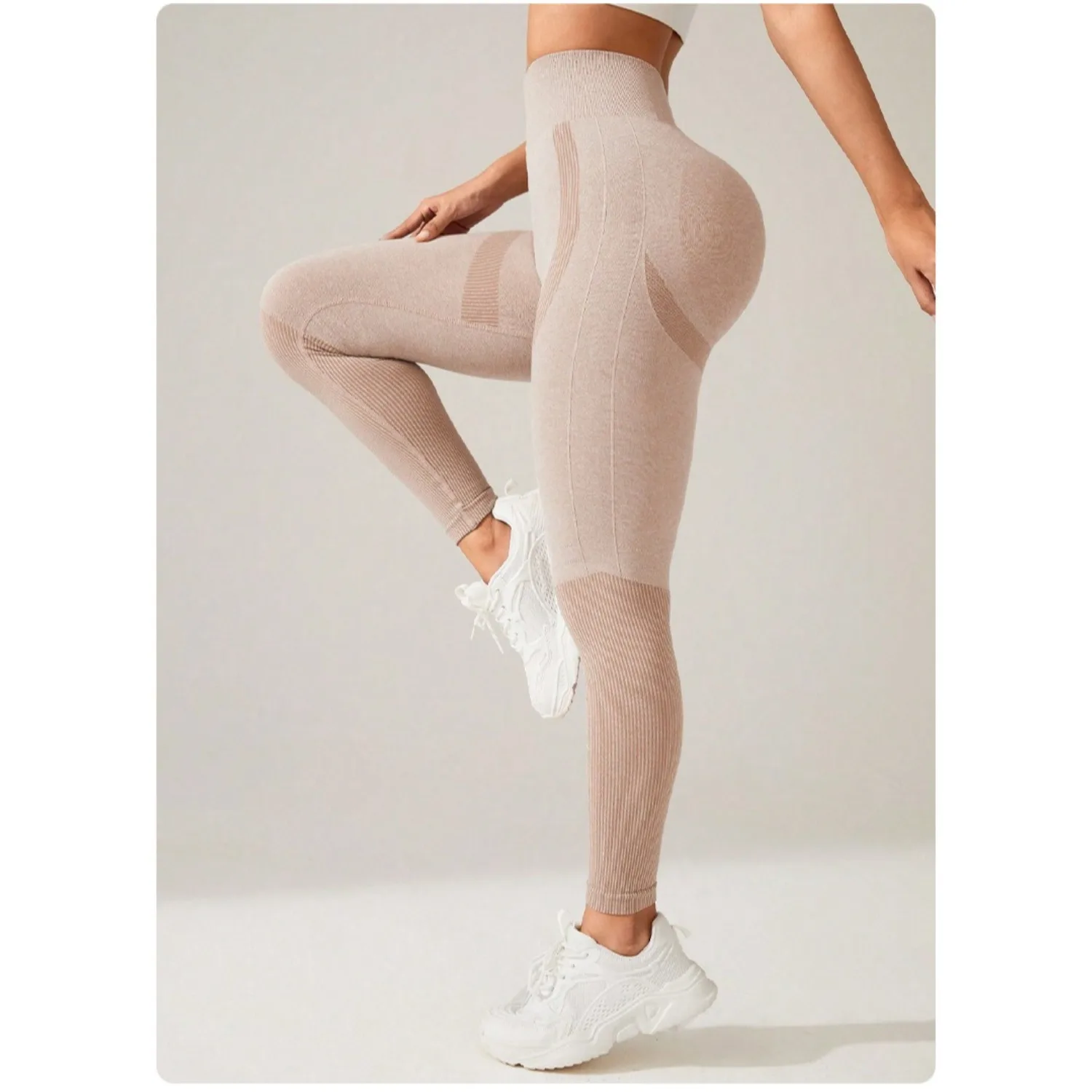 여성용 심리스 짐 하이웨이스트 요가 팬츠 힙업 야외 스포츠 타이트 웨이스트 레터 샌드 워시드 팬츠 운동 요가 레깅스