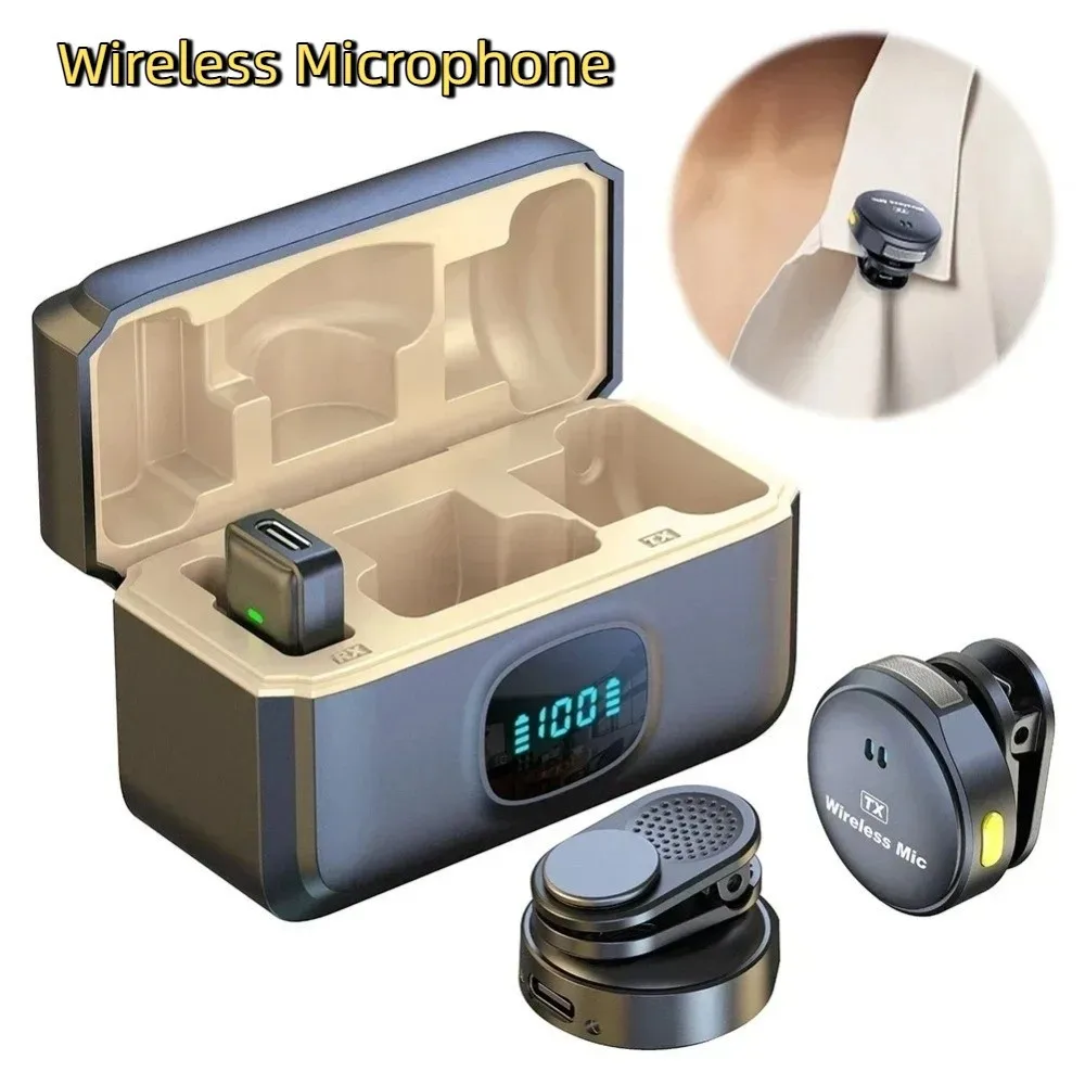 

Noise Cancellation Wireless Microphone Magnetic Portable Back Clip Lavalier Microphone Clear Voice Sound Professional