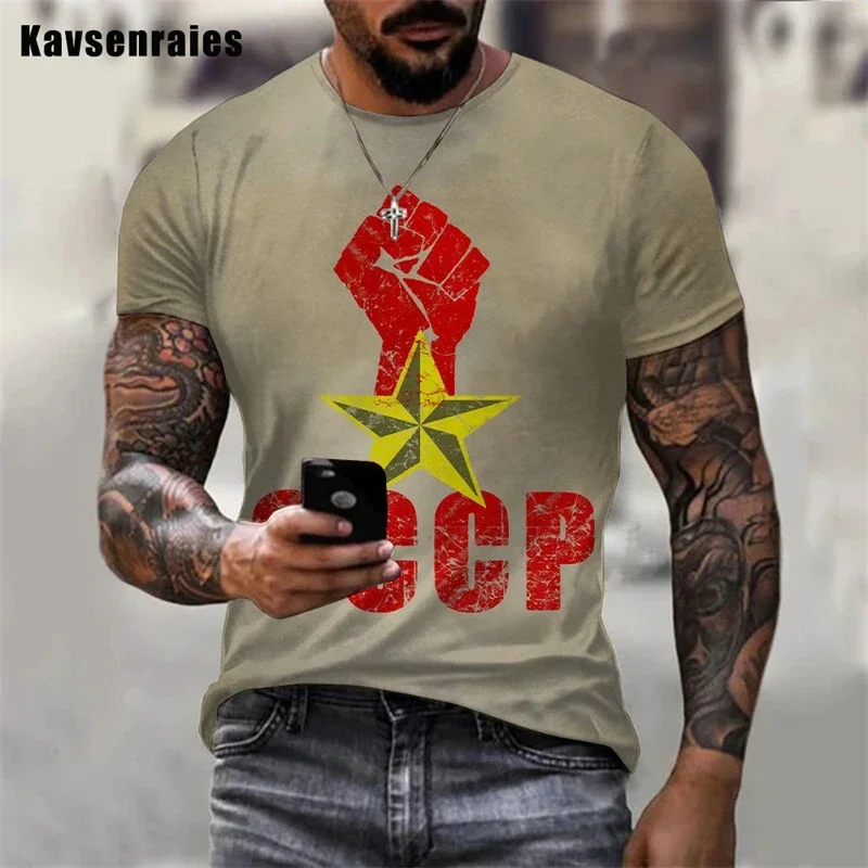 Russia Cccp 3D Printed T-Shirt Men\'S And Women\'S Clothing Soviet Union Men\'S Short Sleeve T-Shirt Moscow Men\'S Oversized T Shirt