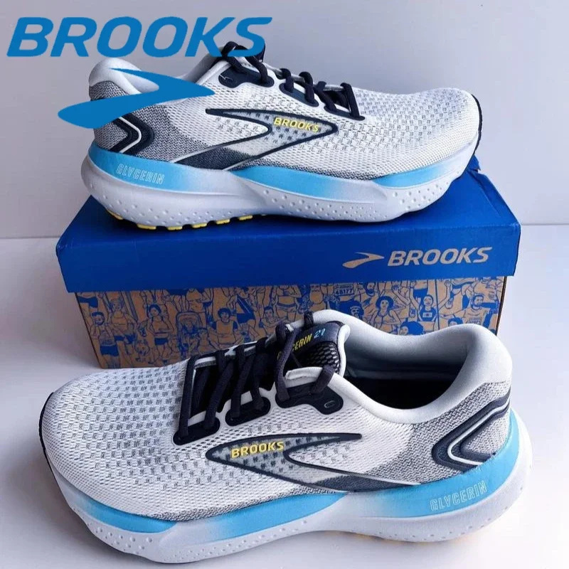 

Brooks Glycerin 21 Men's Running Shoes Marathon Level Cushioning Breathable Mesh Upper Smooth Run Professional Athletic Footwear