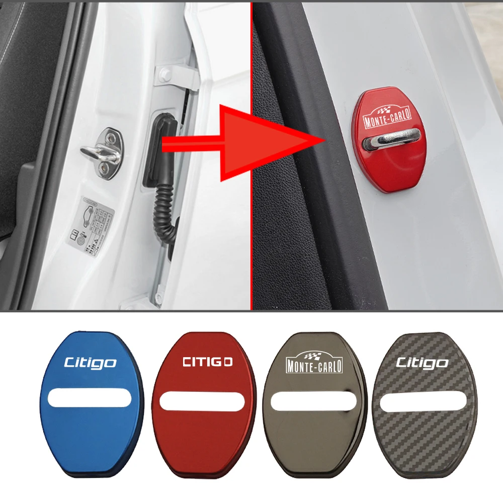 4 قطعة غطاء قفل باب السيارة لسكودا سيتيجو E IV ويكي مونتي كارلو 2011 2012 2013 2014 2015 2016 2017 2018 2019 2020 اكسسوارات #1