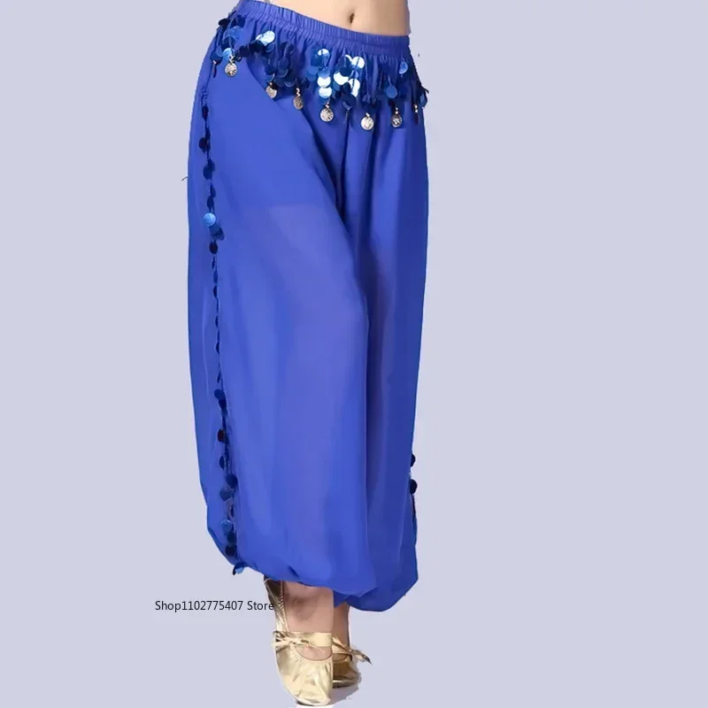 กางเกงเต้นระบำหน้าท้องสไตล์โอเรียนทัล  กางเกงฮาเร็มสำหรับเต้นระบำหน้าท้อง  ชุดเต้นระบำชนเผ่าอินเดีย  กางเกงบลูมเมอร์แบบมันวาว  ชุดสำหรับงานเทศกาล