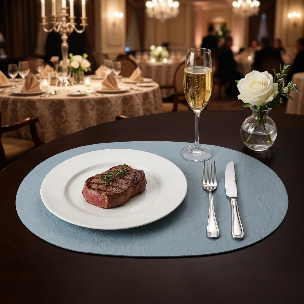 4/8/12pcs Luxury Pu Leather Oval Placemat with Water Repellent Non‑Slip Heat‑Insulated for Home Wedding Table Setting
