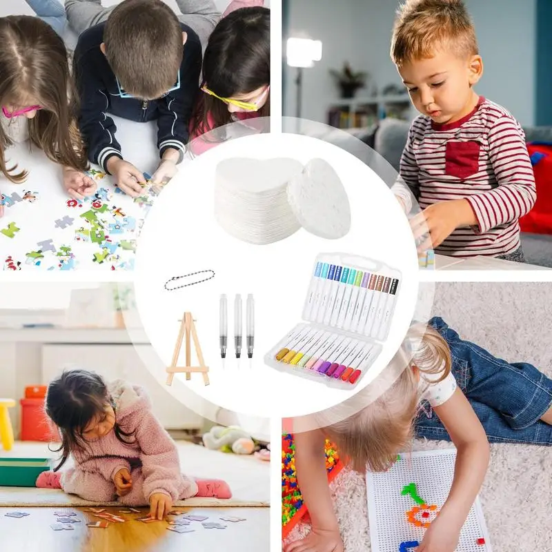 다기능 어린이 그림 3D 드로잉 캔버스 스펀지 12색 세트 (물붓, 이젤 포함) - 어린이, 가족, 성인용
