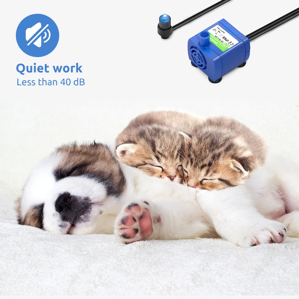 USB Pet Water Fountain Pump Replacement Low Noise Pump Motor with LED Indicator Light