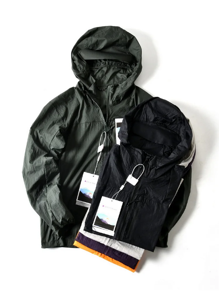 

Легкая летняя уличная мужская куртка, ультратонкая кожаная одежда с капюшоном, нейлоновая ткань, анти-УФ-лучи, модная городская одежда