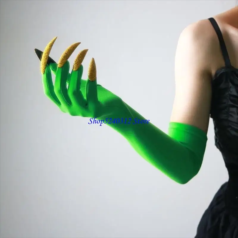 1Pair Elastic Long Nails Paws Gloves Dark Series Long Gloves For Halloween Theme Event