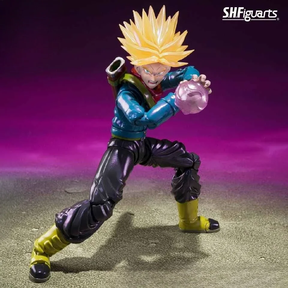 재고 있음 반다이 SDCC 드래곤볼 Z S.H.Figuarts 퓨처 트랭크스 슈퍼 사이어인 독점판 피규어 모델 컬렉션 장난감 선물
