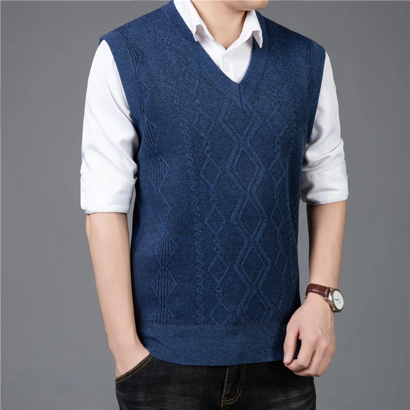 

Slim Fit Vest Waistcoat Men Casual Sweater Sweatshirt Fashion Versatile Spring Fall Shirt Jacket Tops V-Neck Sleeveless Knitwear