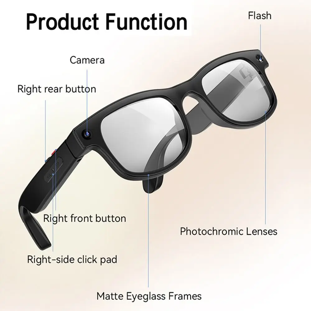 2 in 1 AI Smart Glasses Real-time Translation HD Photo Video Voice Smart Video Glasses Anti-Blue Light Waterproof