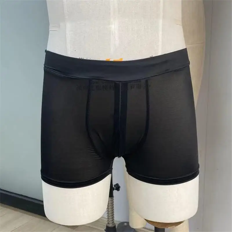 Men\'s Invisible Zipper Open Crotch See Through Sheer Black Shorts Panties Casual Sleeping Shorts Bottoms Underwear