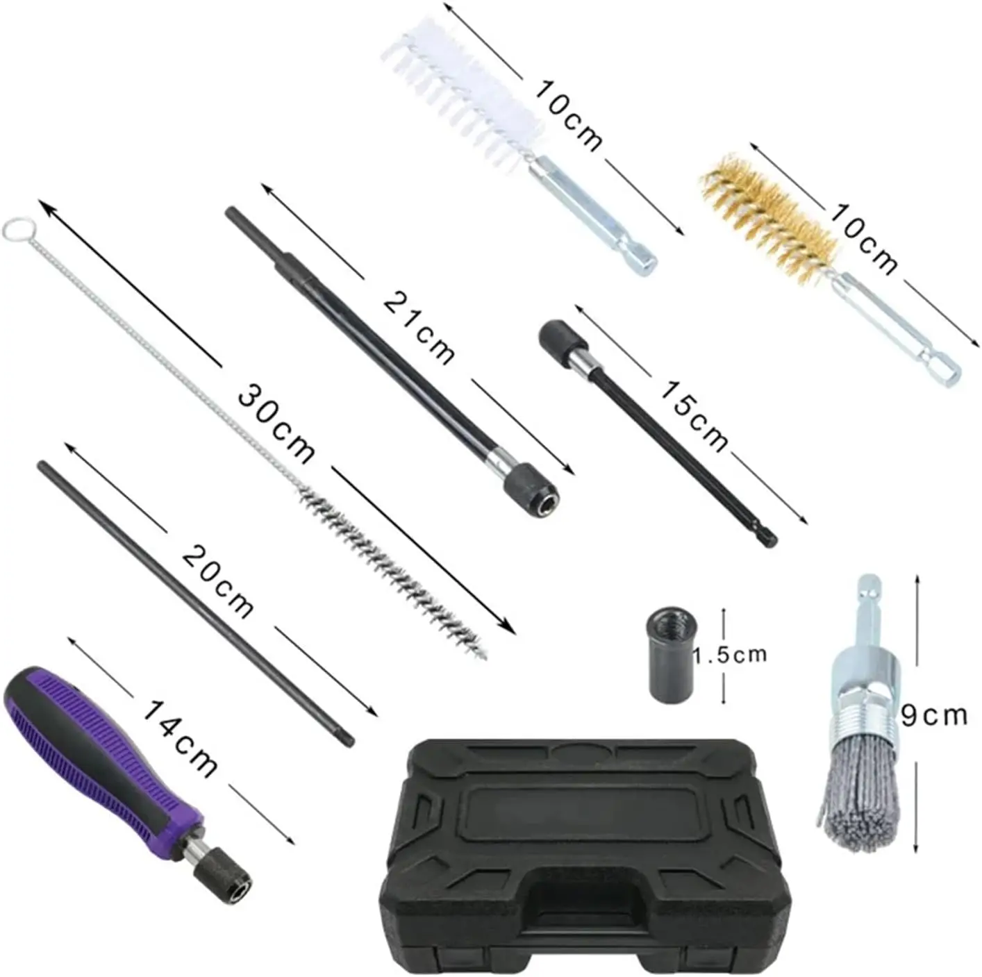 Universal Injector Seat Cleaning Set 19 Pcs Compatible for Diesel Engines Sealing and Shaft Brush Kit