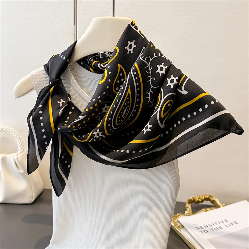

Vintage Paisley Print Satin Square Scarf Soft Lightweight Women’s Fashion Accessory for Hair Neck Shawl Elegant Hair Scarf