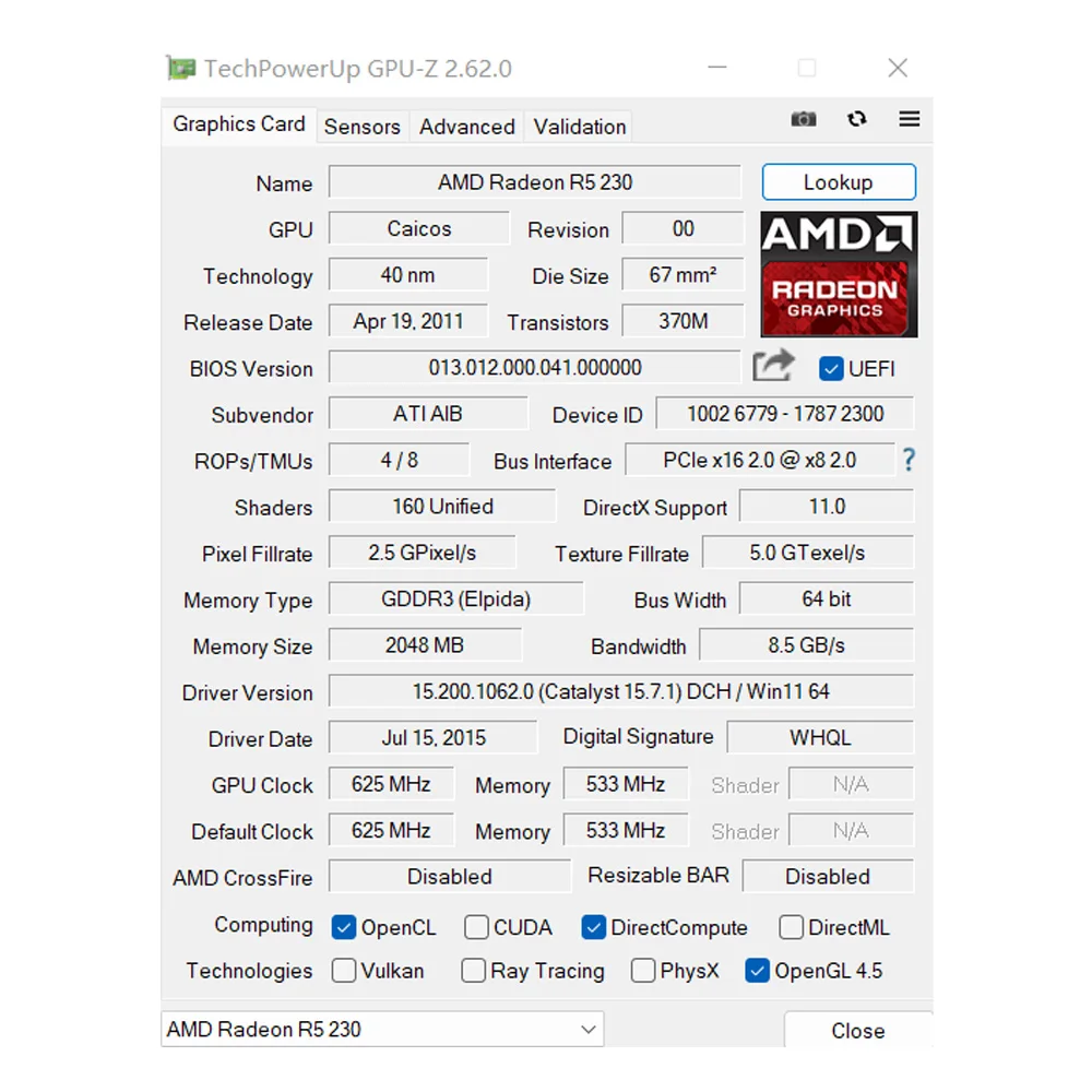 SOYO AMD Radeon R5 230 2GB Half-height Graphics Card GDDR3 64Bit 625MHz PCIE2.0x16 Desktop Video Card 40NM GPU 625MHZ