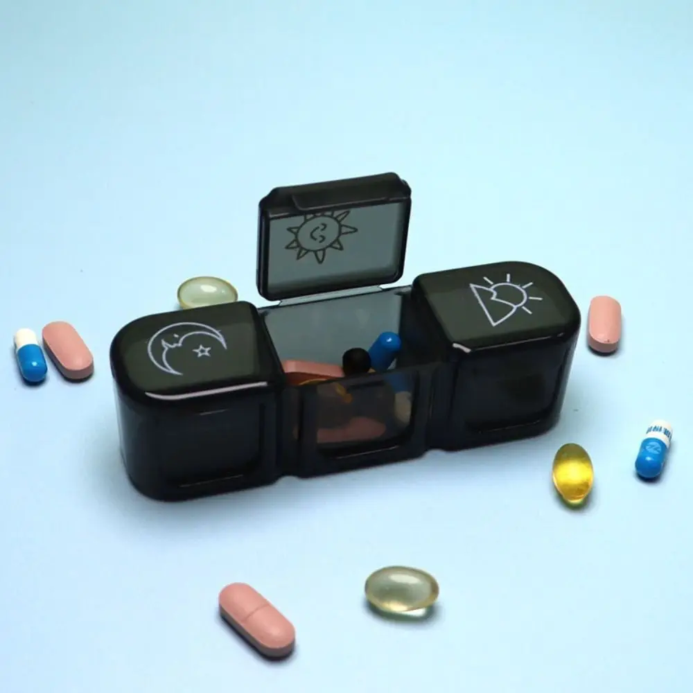 Durable Mini Weekly Pill Organizer Multifunction Three Grids Pill Storage Box Dust Prevention Waterproof Pill Box Daily