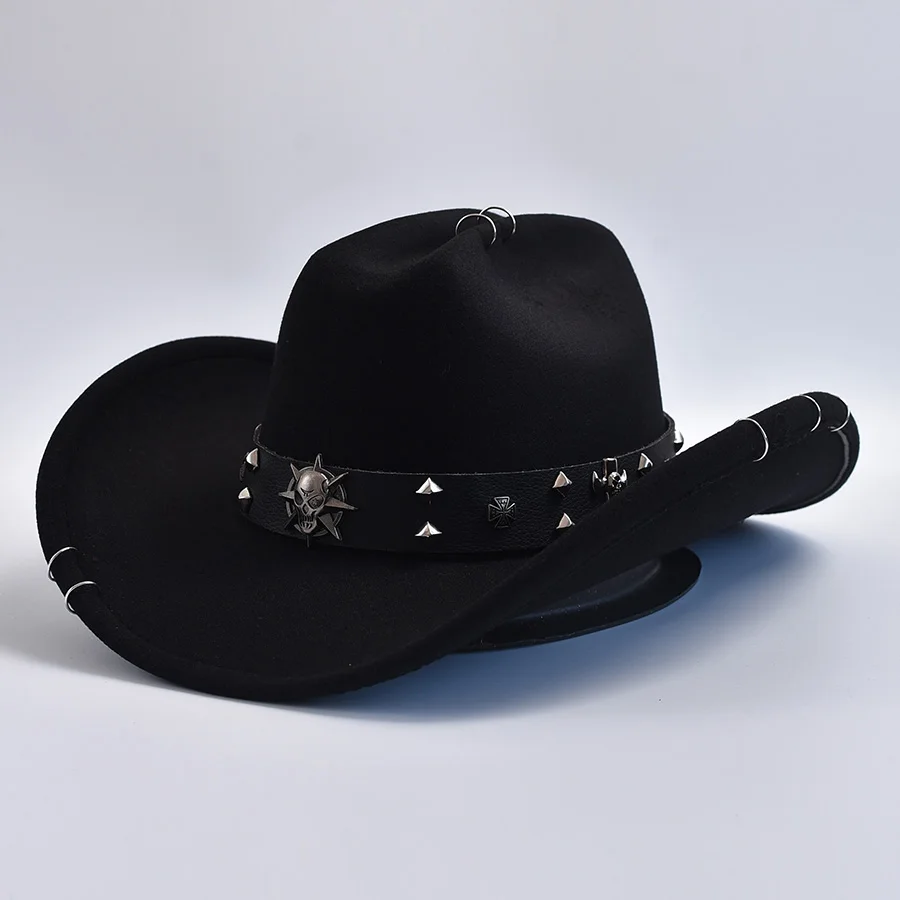 Vintage Roll Brim Cowboy Hat for Men's Women Gentleman Lady Jazz Cowgirl Hat Cosplay Party Play Dress Hats