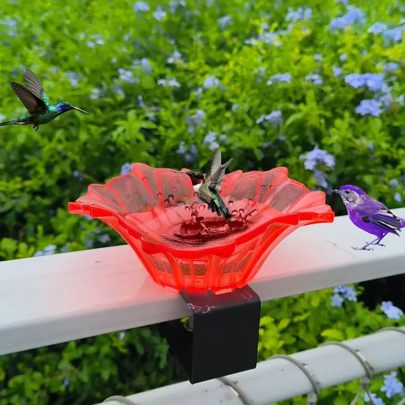 

Balcony Bird Bath Patio Bird Bath Bowl Feeder Heavy Duty Adjustable Base Hummingbird Bird Bath Bowl Deck Rail Mounted Bird