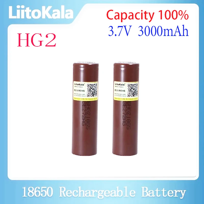 LiitoKala Original HG2 18650 3000mAh battery 18650HG2 3.6V discharge 20A dedicated For hg2 Power Rechargeable battery