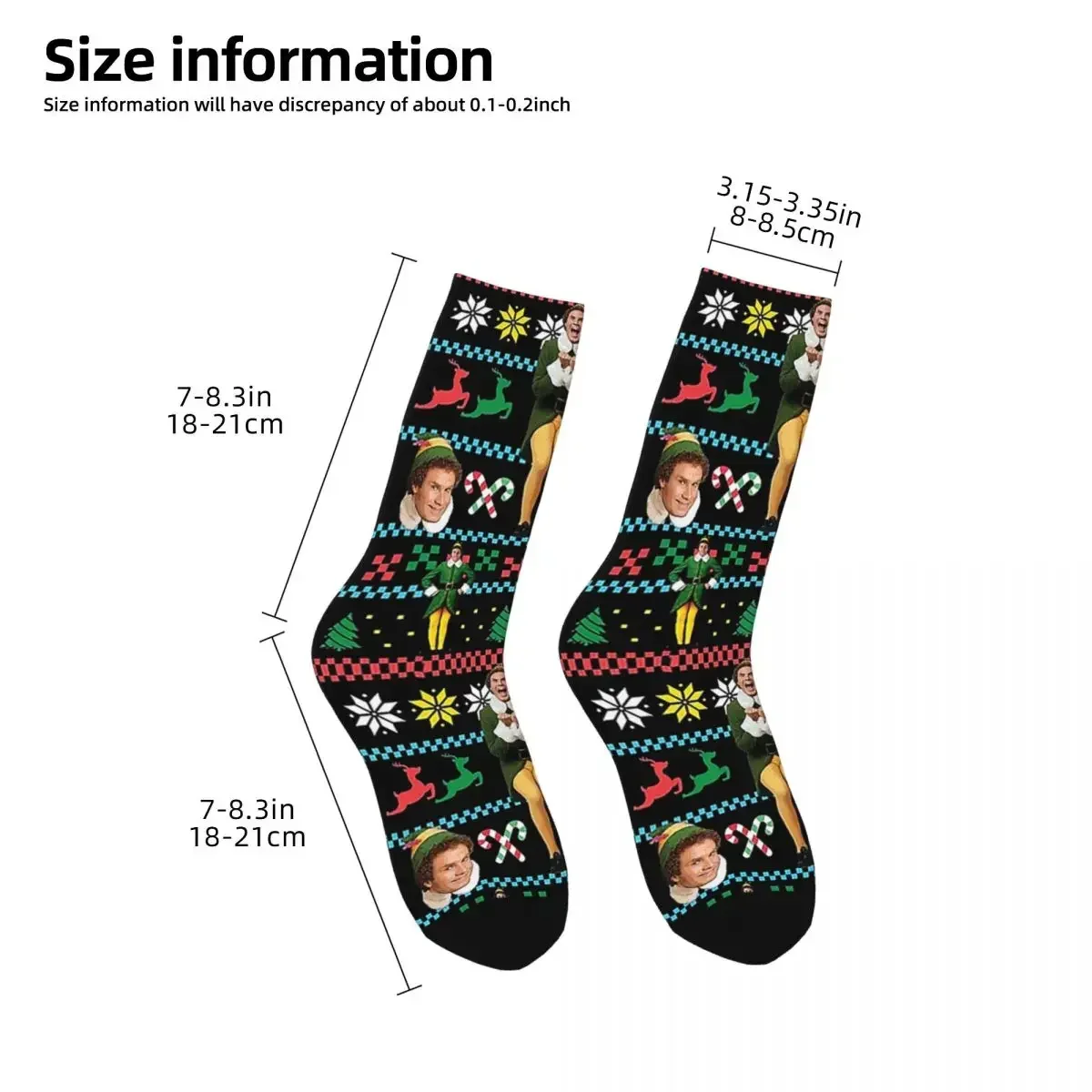 Buddy The Elf Ugly Christmas Sweater Design Socks Harajuku Super Soft Stockings All Season Long Socks for Man's Woman's Gifts