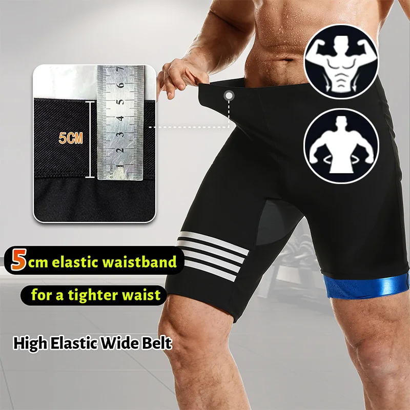 Męskie spodenki do sauny, krótkie, termoaktywne legginsy do sauny, kompresyjne spodnie z wysokim stanem, modelujące sylwetkę, kombinezony do sauny.