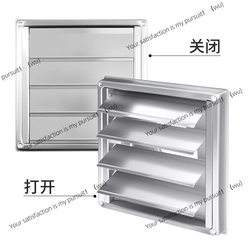 304 square self-hanging louvers, external wall, rainproof, exhaust, breathable, rainproof cover, vent, stainless steel hood
