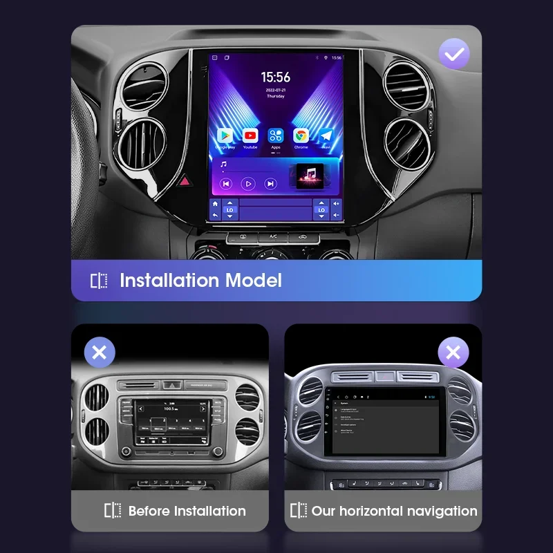 2 Din Android for VW Volkswagen Tiguan Golf 5 2006 - 2016 Multimedia Radio Player Carplay Auto Stereo For Tesla Style Head Unit