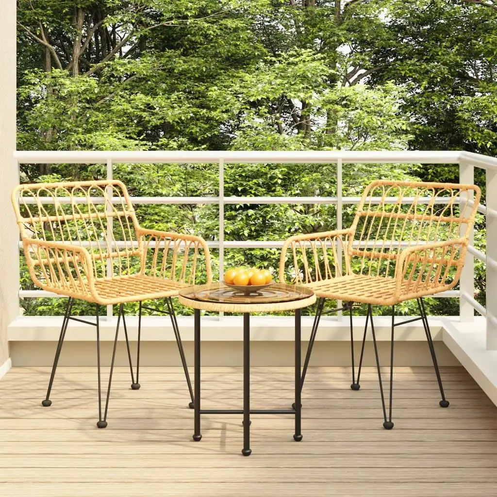 3-Piece Poly Rattan Patio Dining Set - Stylish Outdoor Furniture for Garden & Balcony