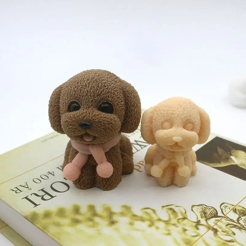 3D Scarf Teddy Dog Silicone Mold Mousse Chocolate Thick Teddy Dog Thin Size Ice Block Mold