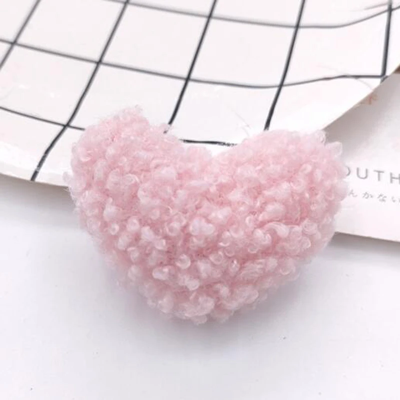 10Pcs/lot Cartoon Pink Series Plush Doll Patches DIY Cotton-filled Heart/Bow/Cat/Pig Accessories Headwear Clothing Materials